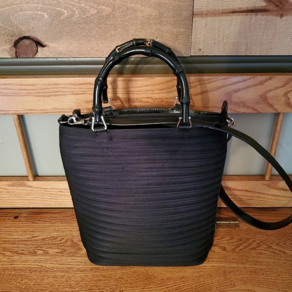 Gucci Vintage Black Quilted Nylon & Patent Leather Bamboo Tote Bag - Picture 2 of 14